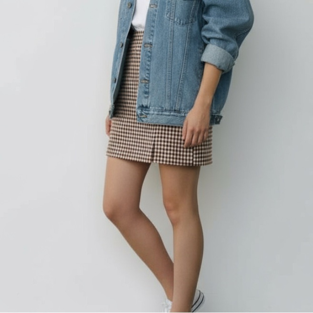 Eyeshadow Brown and White Checkered Skirt Size 3 - Picture 9 of 9